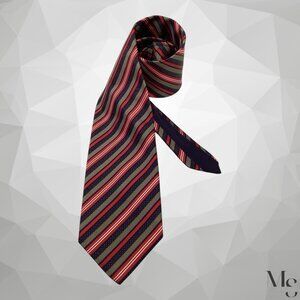 ITALO FERRETTI SILVI MARINA Tricolor Striped Silk Tie H.M Italy 59”- 3.5’’ E.C